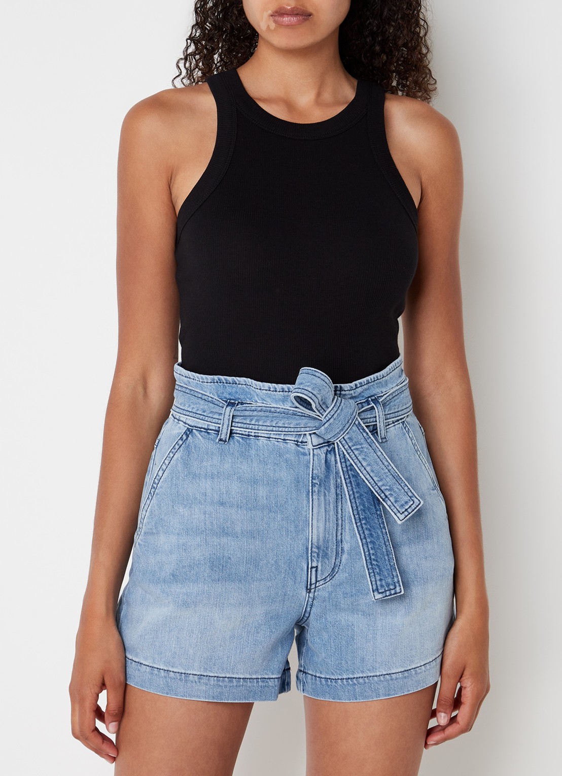 Ba&sh Cynda tanktop met ribstructuur - detail zwart