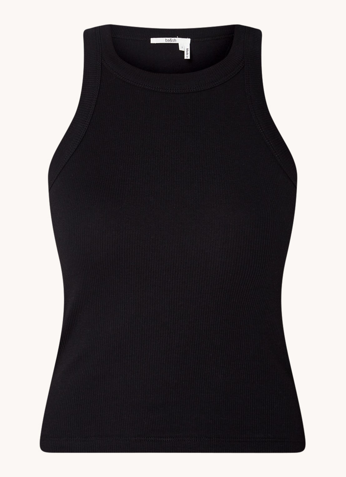 Ba&sh Cynda tanktop met ribstructuur - voorkant 3 zwart