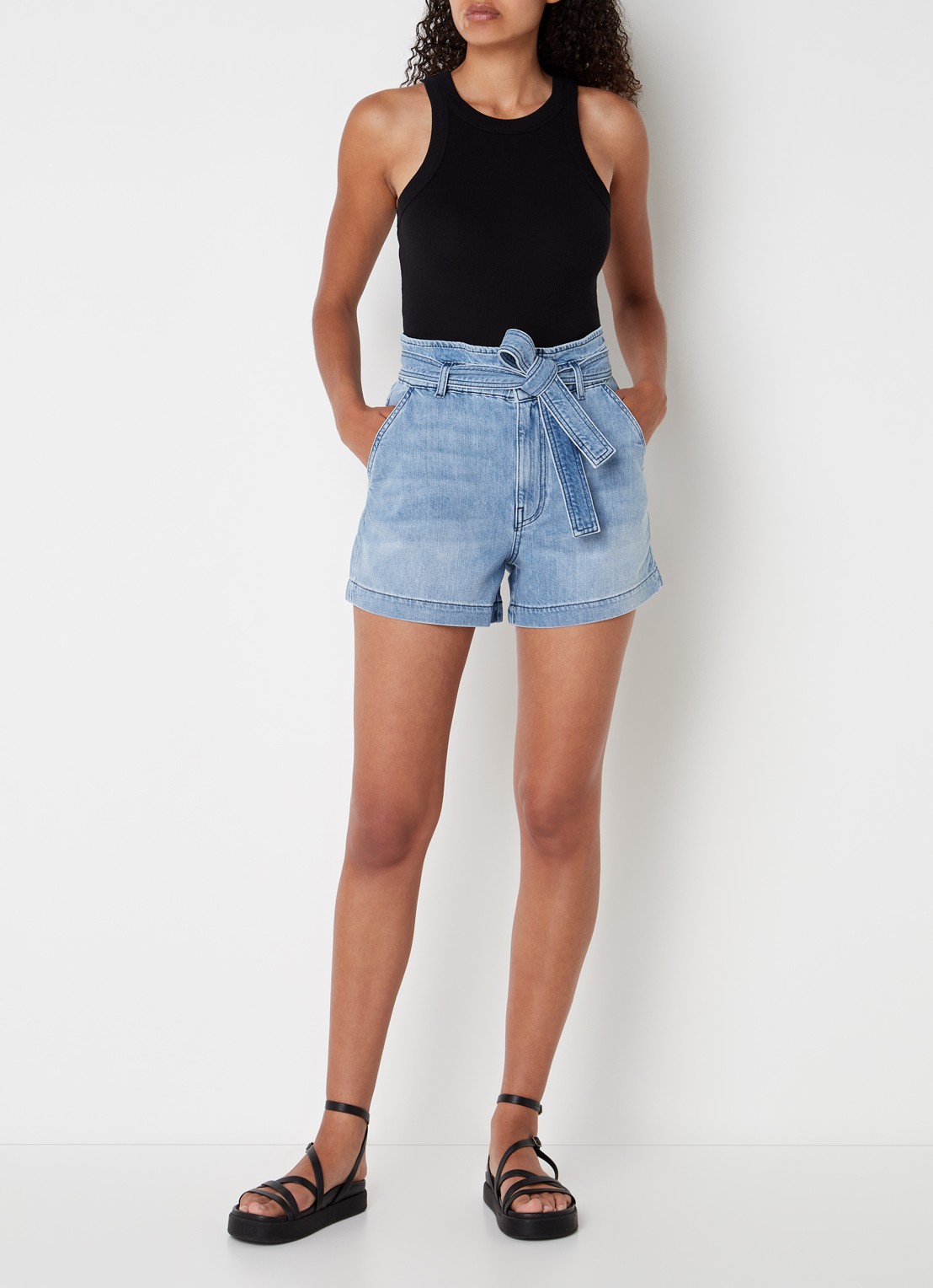 Ba&sh Cynda tanktop met ribstructuur - voorkant 4 zwart