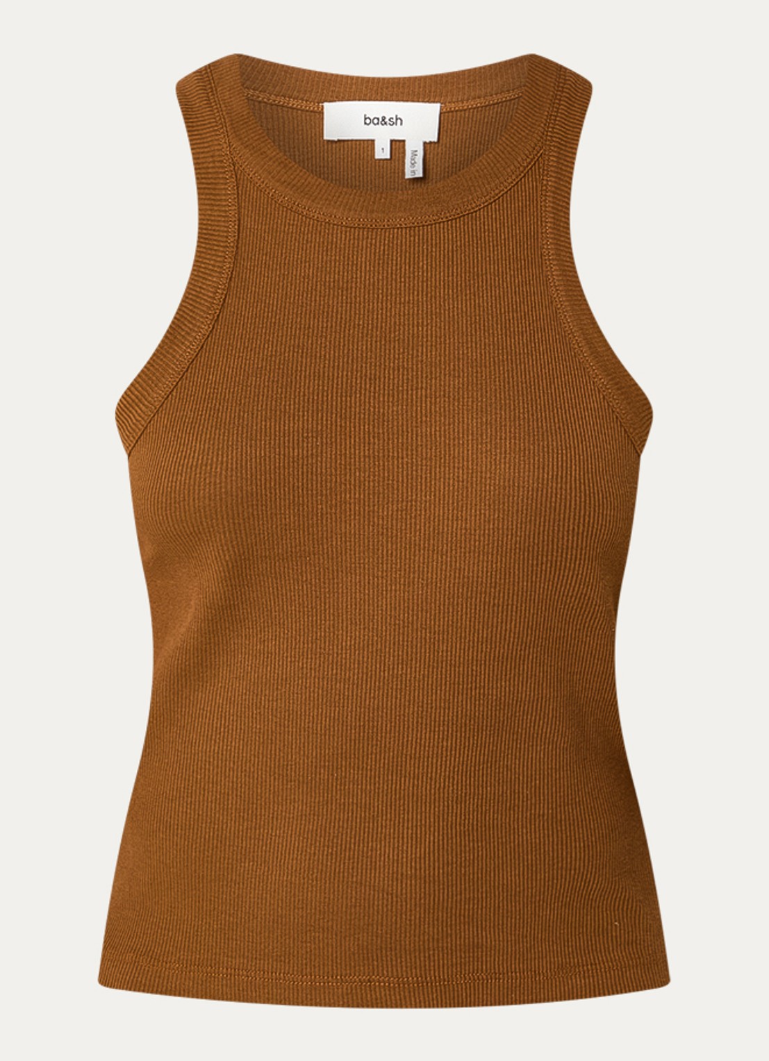 ba&sh Cynda tanktop met ronde hals - voorkant 2 cognac