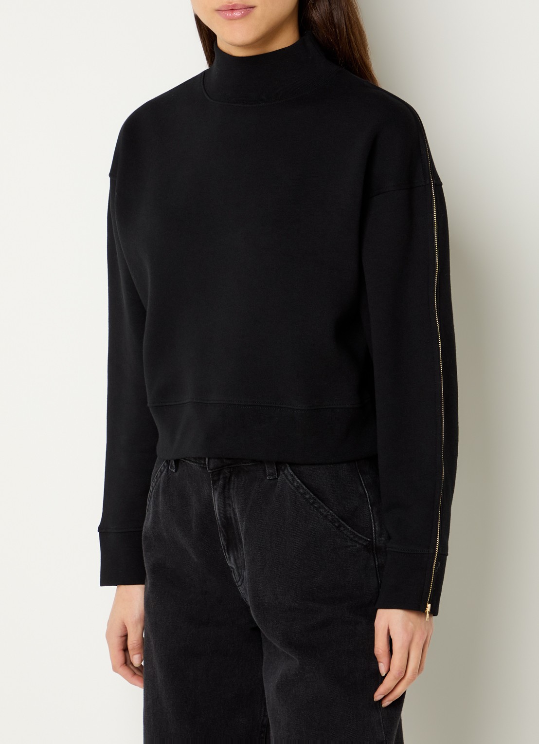 ba&sh Daky sweater met opstaande kraag en ritsdetail - detail 2 zwart