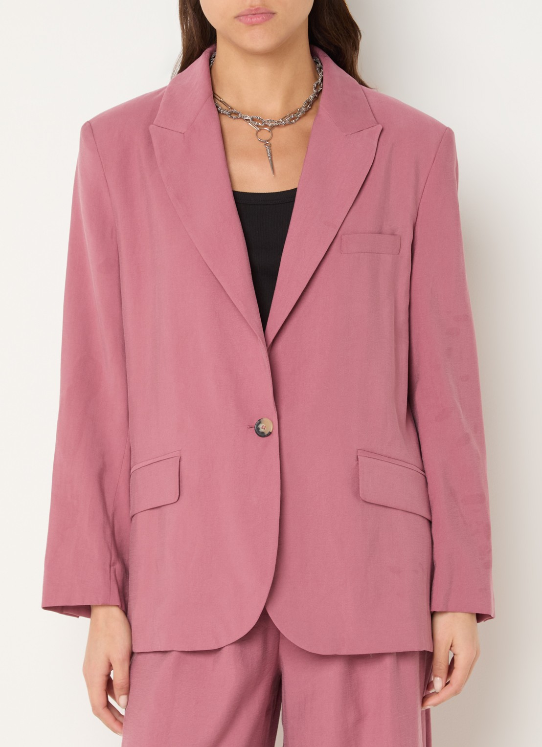 ba&sh Dalena blazer met klepzakken - detail 2 roze