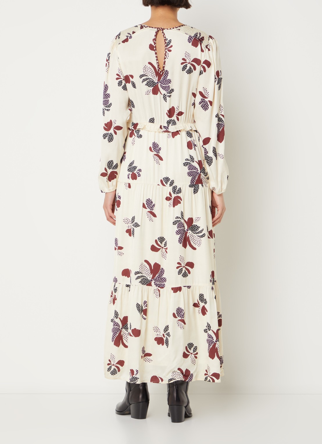ba&sh Daya maxi jurk met print - achterkant gebroken wit