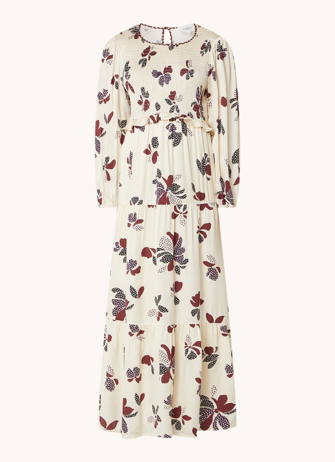 ba&sh Daya maxi jurk met print - voorkant 3 gebroken wit