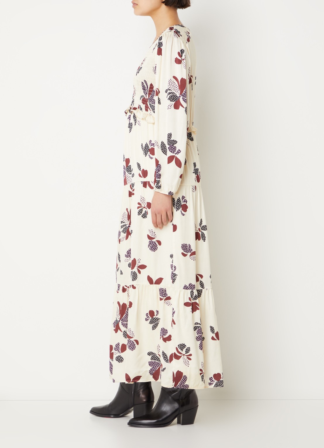 ba&sh Daya maxi jurk met print - voorkant 4 gebroken wit