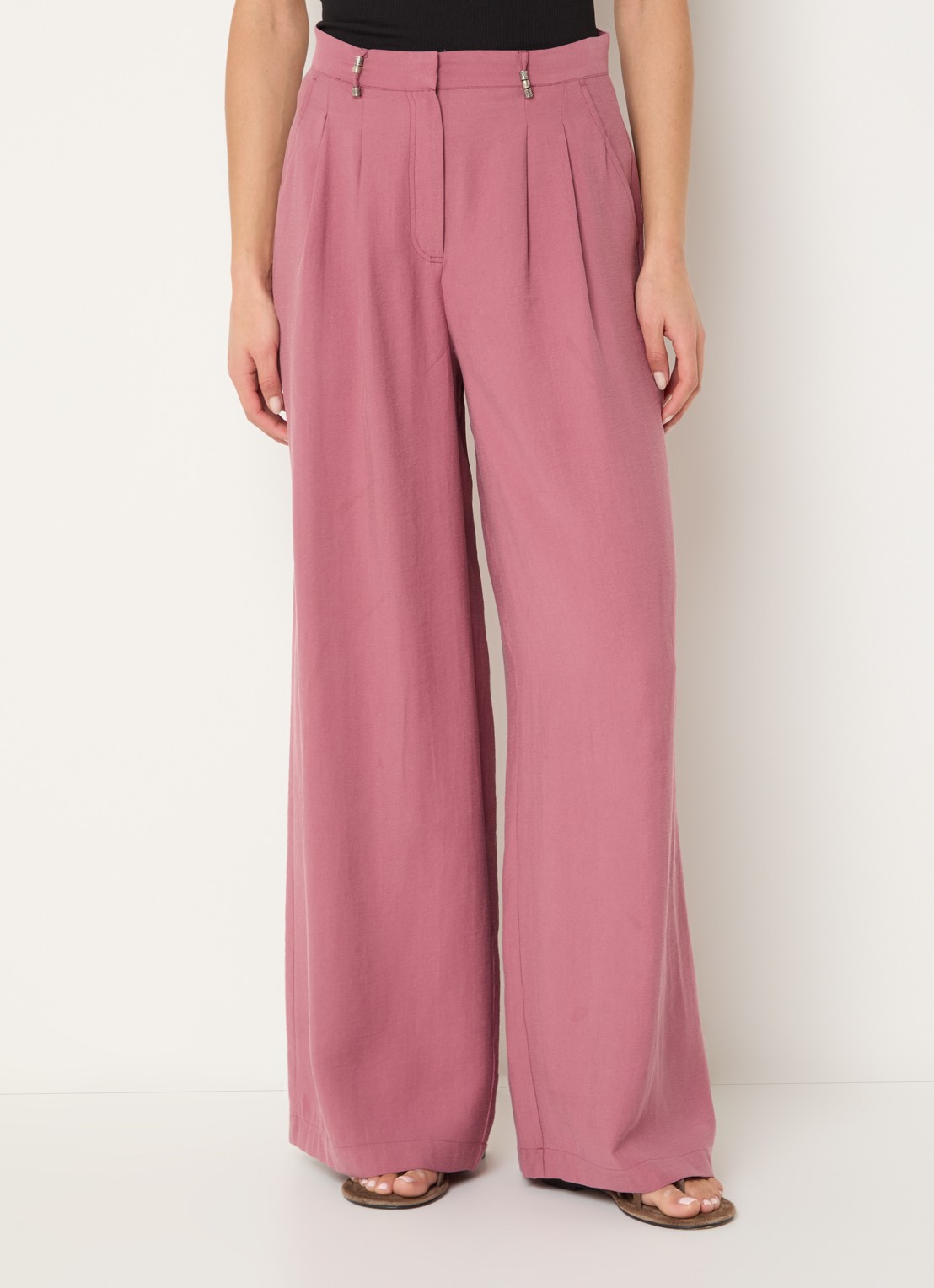 ba&sh Deana high waist wide leg pantalon met steekzakken - detail 4 roze