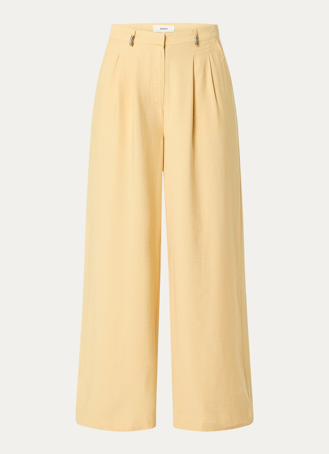 ba&sh Deana high waist wide leg pantalon met steekzakken - voorkant 2 geel