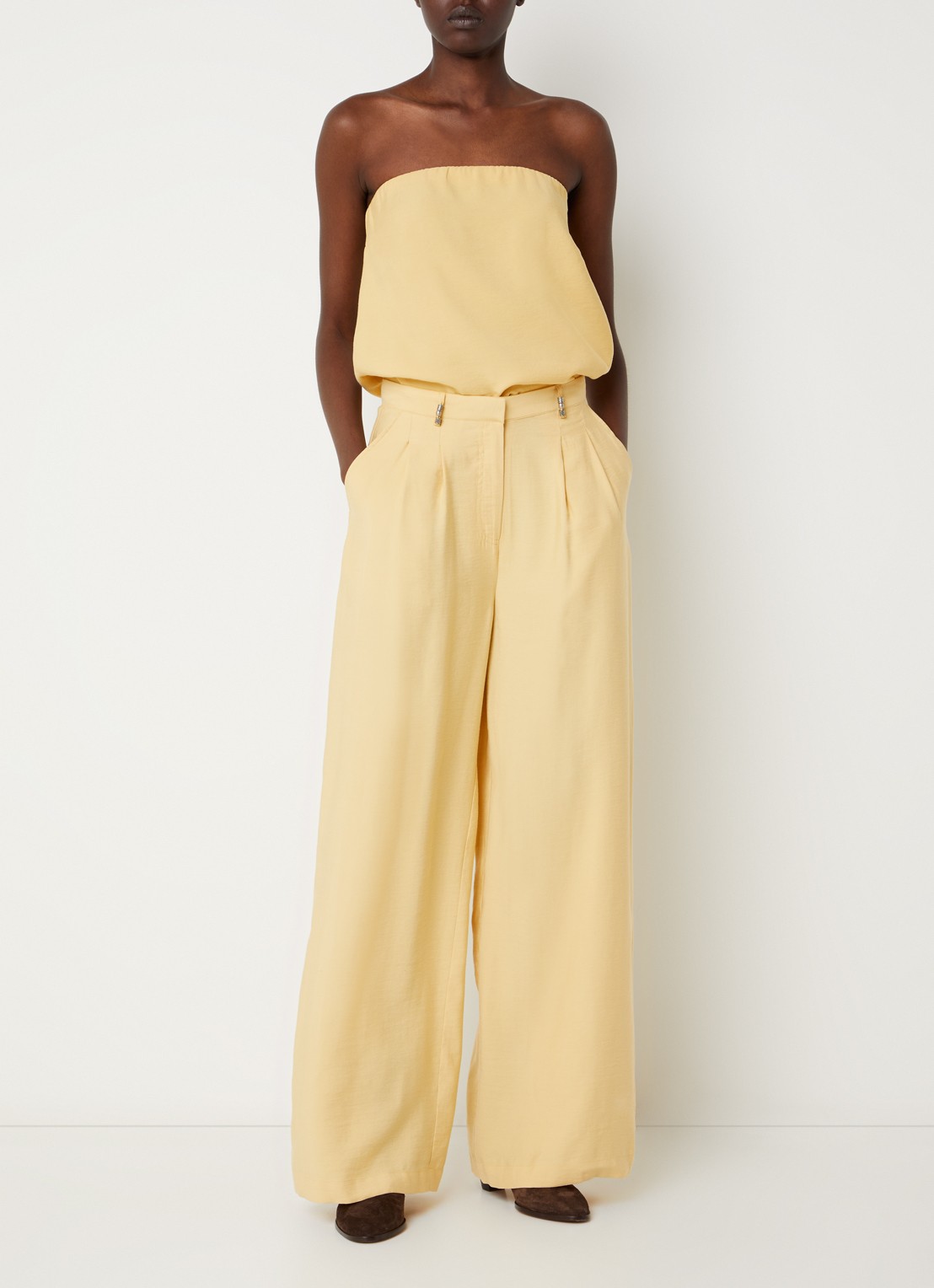 ba&sh Deborah strapless top  - voorkant 3 geel