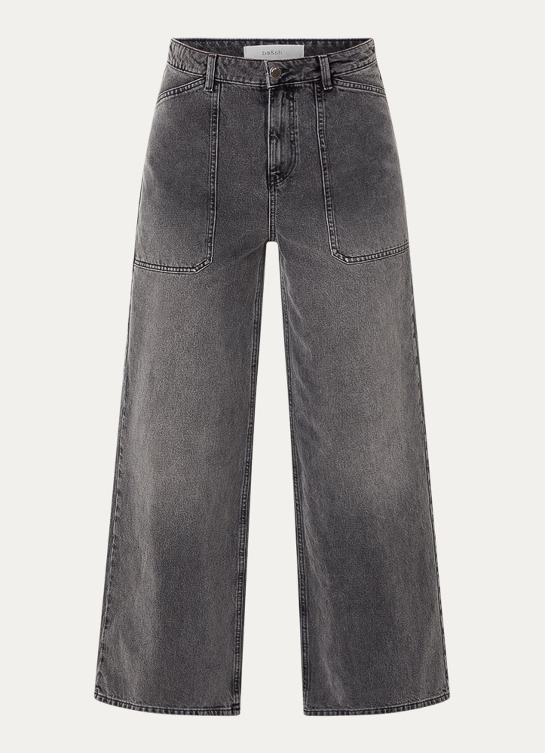 ba&sh Dellou high waist wide jeans met gekleurde wassing - voorkant 2 middengrijs