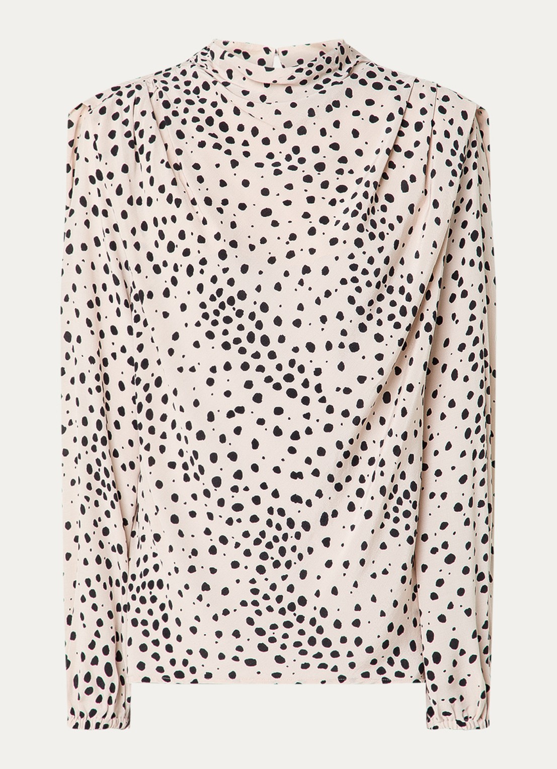 ba&sh Delphine top met stippenprint en asymmetrisch detail - voorkant 2 gebroken wit