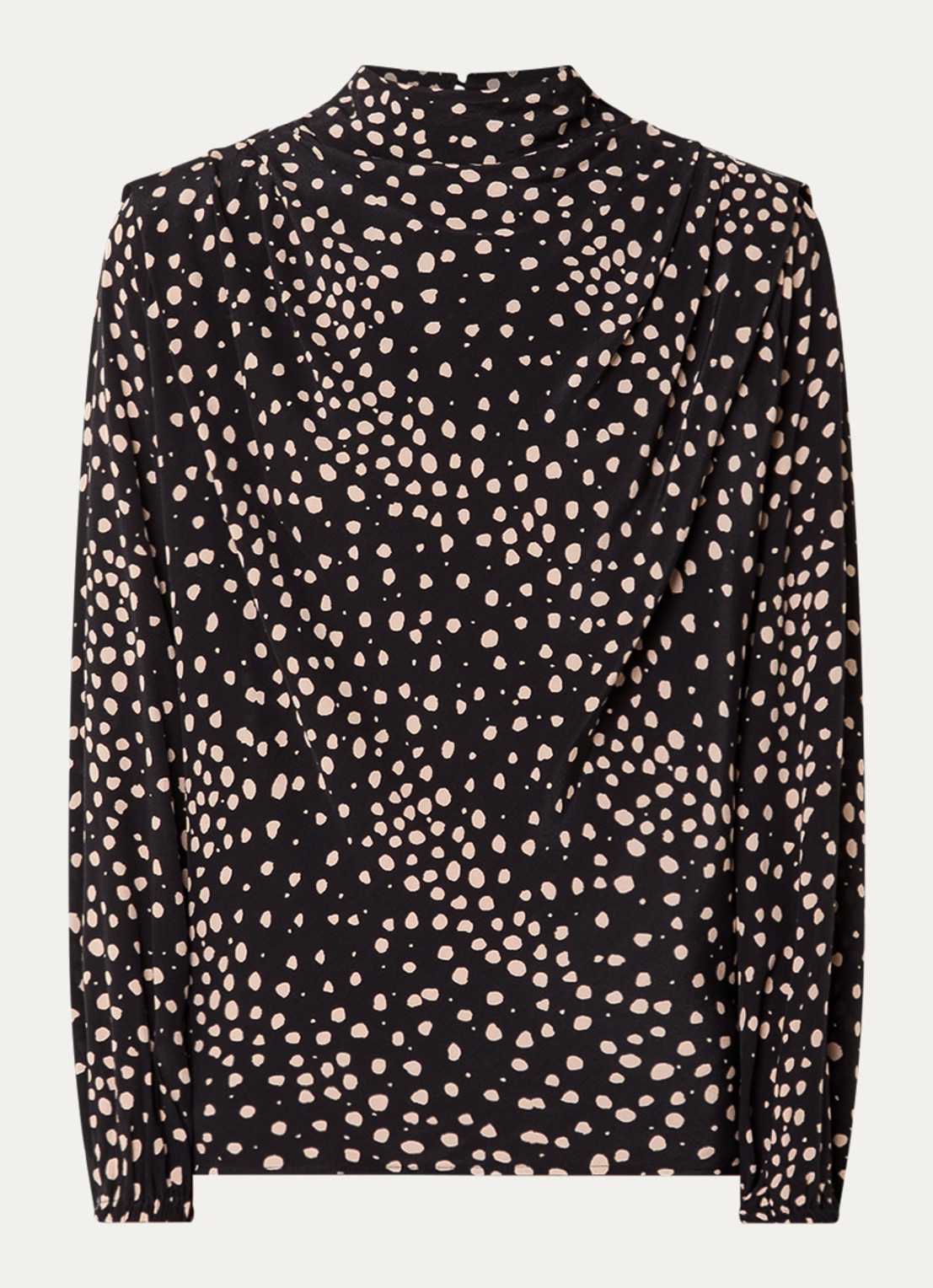 ba&sh Delphine top met stippenprint en asymmetrisch detail - voorkant zwart