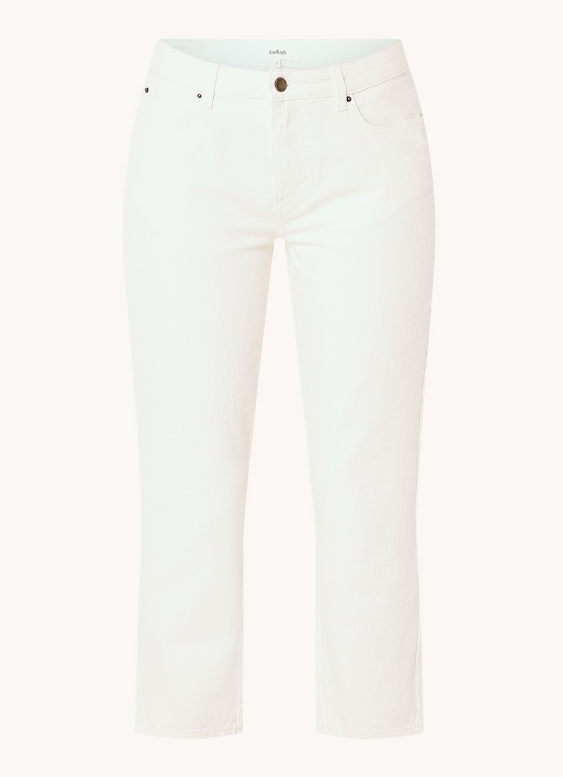 Ba&sh Devon high waist cropped straight leg jeans met gekleurde wassing - voorkant gebroken wit