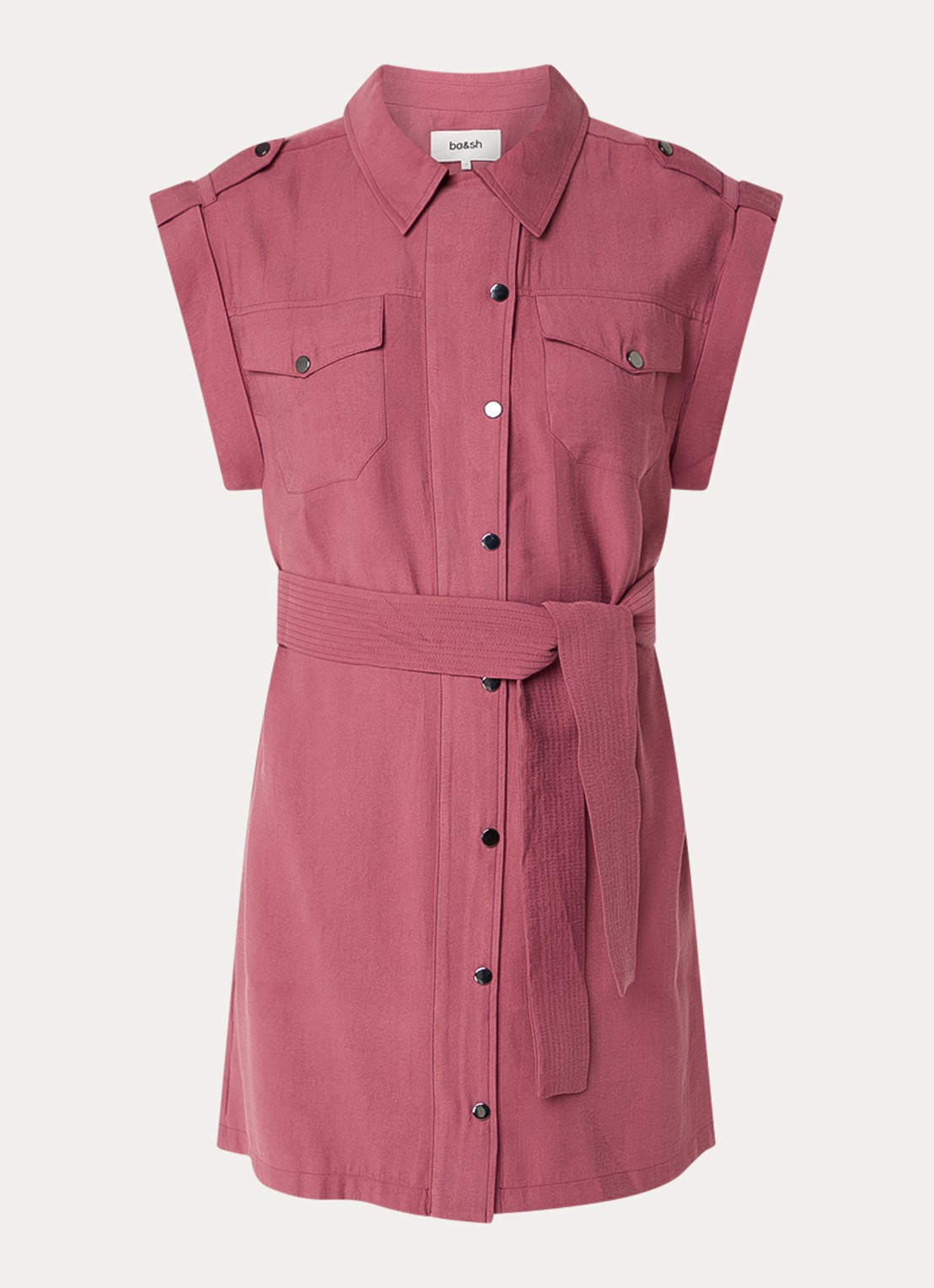 ba&sh Diala mini blousejurk met ceintuur - voorkant donkerroze