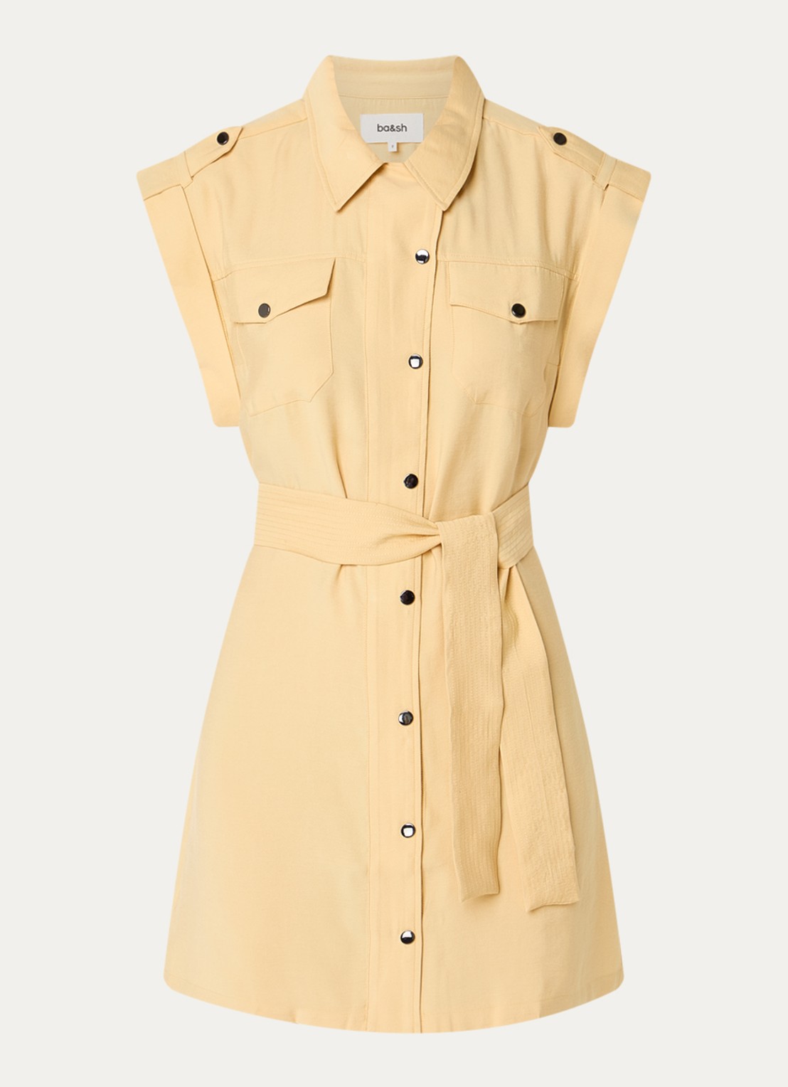 ba&sh Diala mini blousejurk met ceintuur - voorkant geel