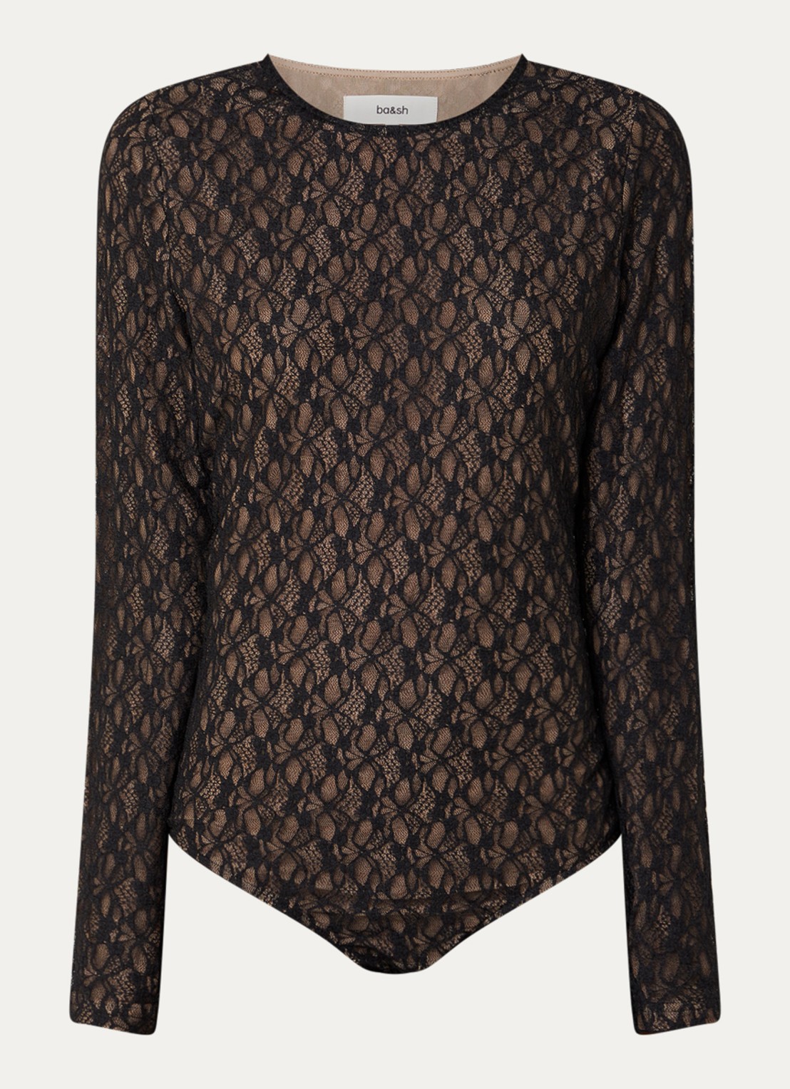 ba&sh Dita body van kant met ronde hals - voorkant 3 zwart
