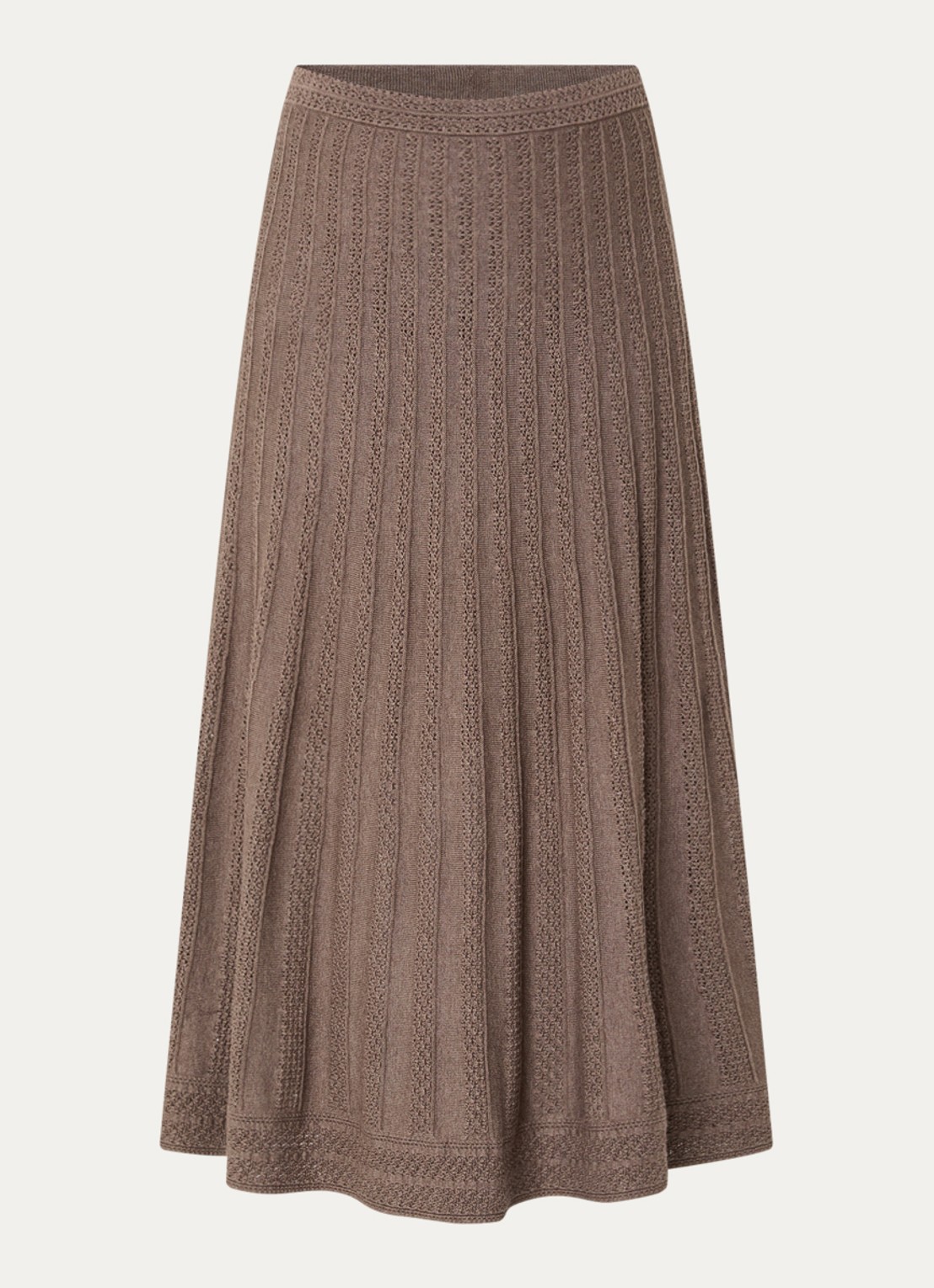 ba&sh Doha maxi rok in wolblend met opengewerkt dessin - voorkant 3 lichtbruin