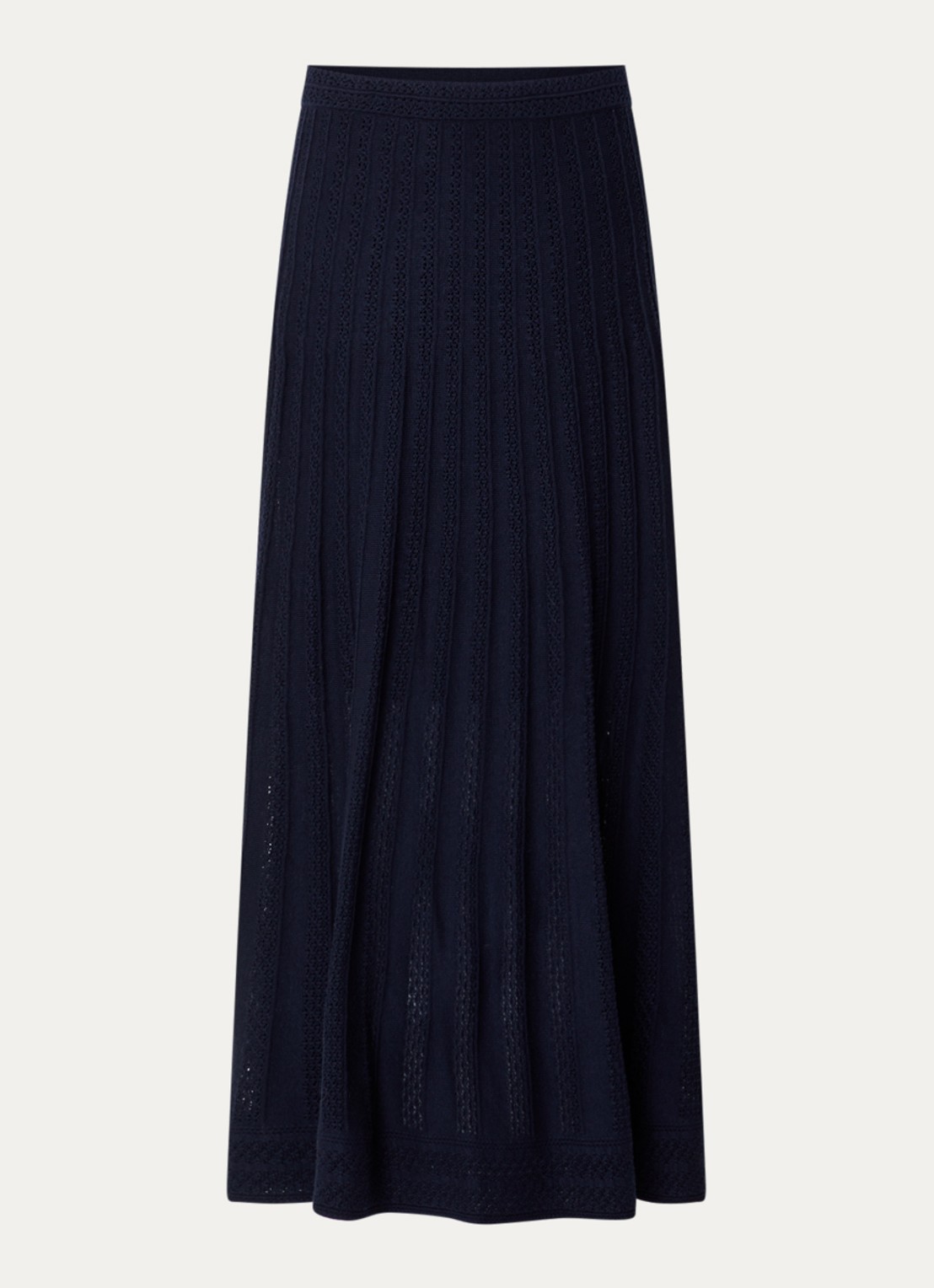ba&sh Doha maxi rok in wolblend met opengewerkt dessin - voorkant donkerblauw