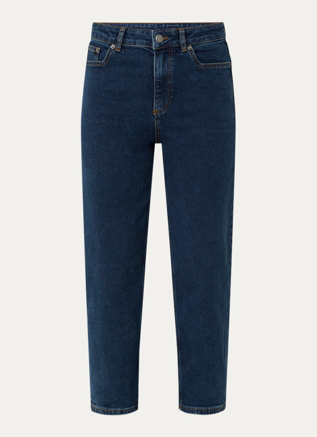 ba&sh Dona high waist cropped slim fit jeans met donkere wassing - voorkant indigo