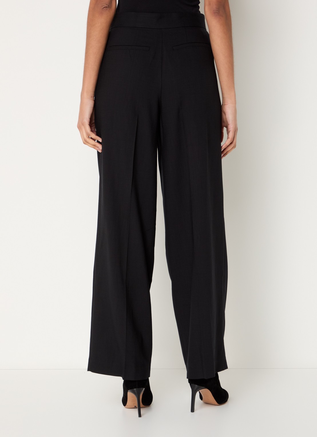 ba&sh Edwin high waist wide fit pantalon met steekzakken - achterkant 4 zwart