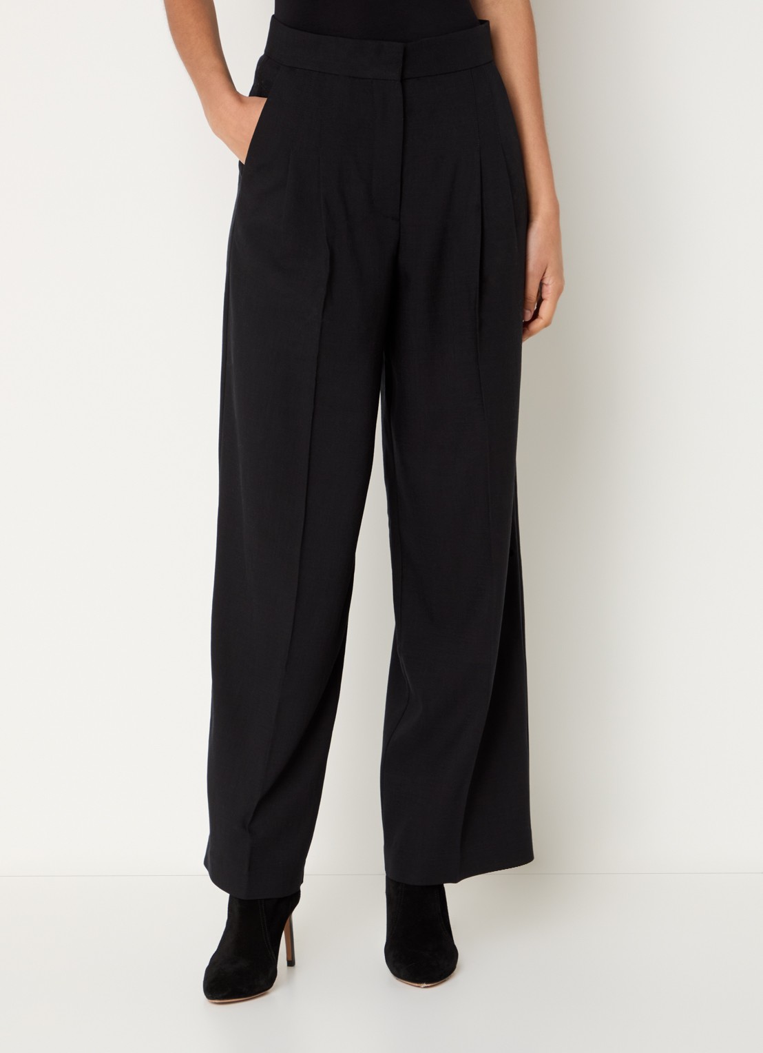 ba&sh Edwin high waist wide fit pantalon met steekzakken - detail 3 zwart