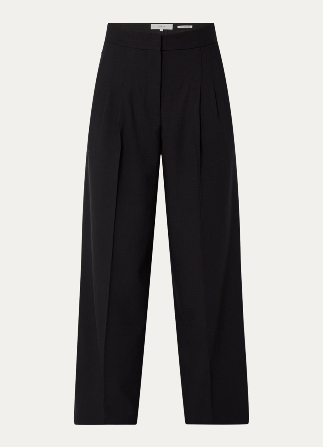 ba&sh Edwin high waist wide fit pantalon met steekzakken - voorkant zwart
