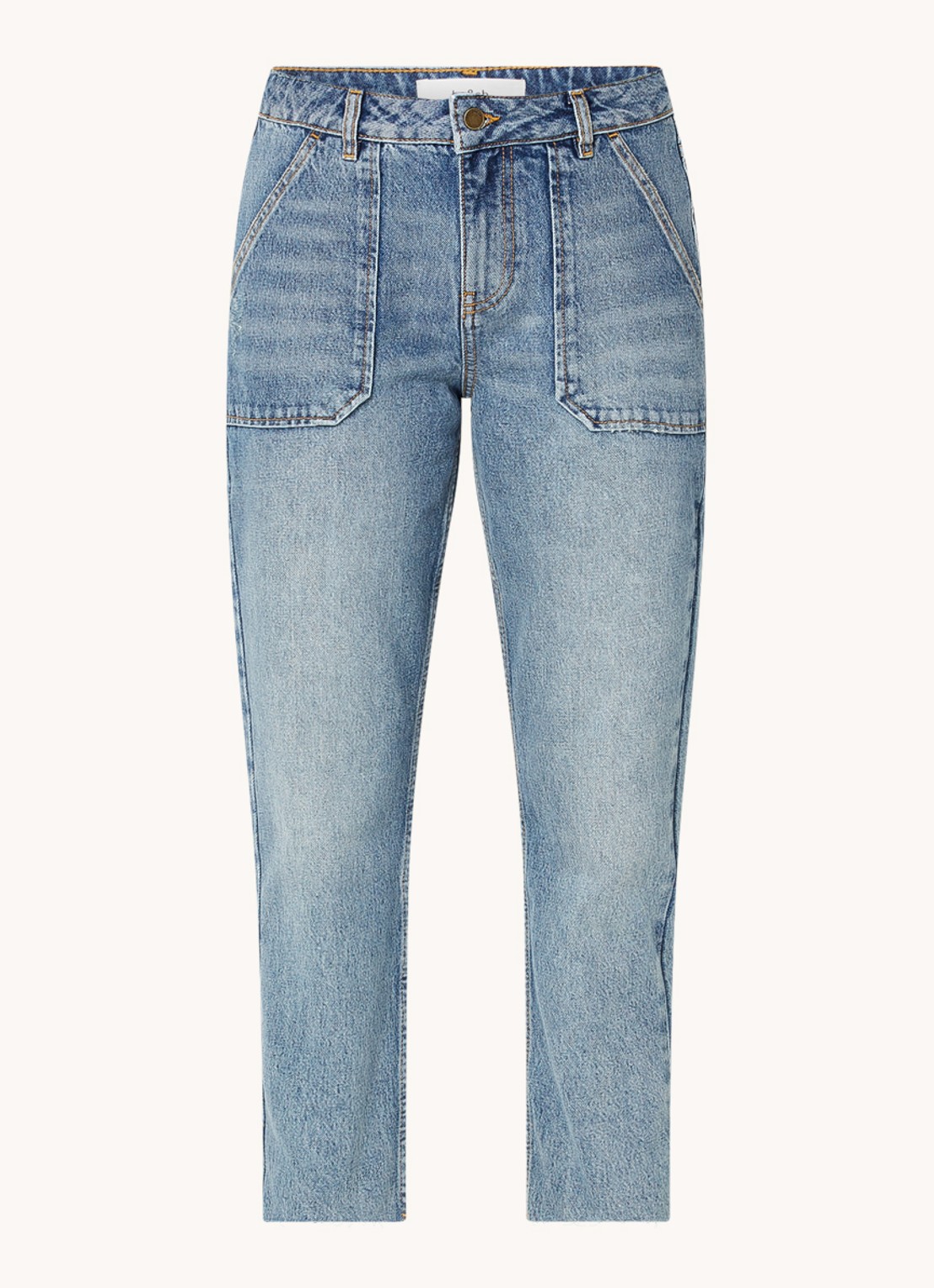 Ba&sh Elly high waist tapered fit cropped jeans met verwassen afwerking - voorkant indigo