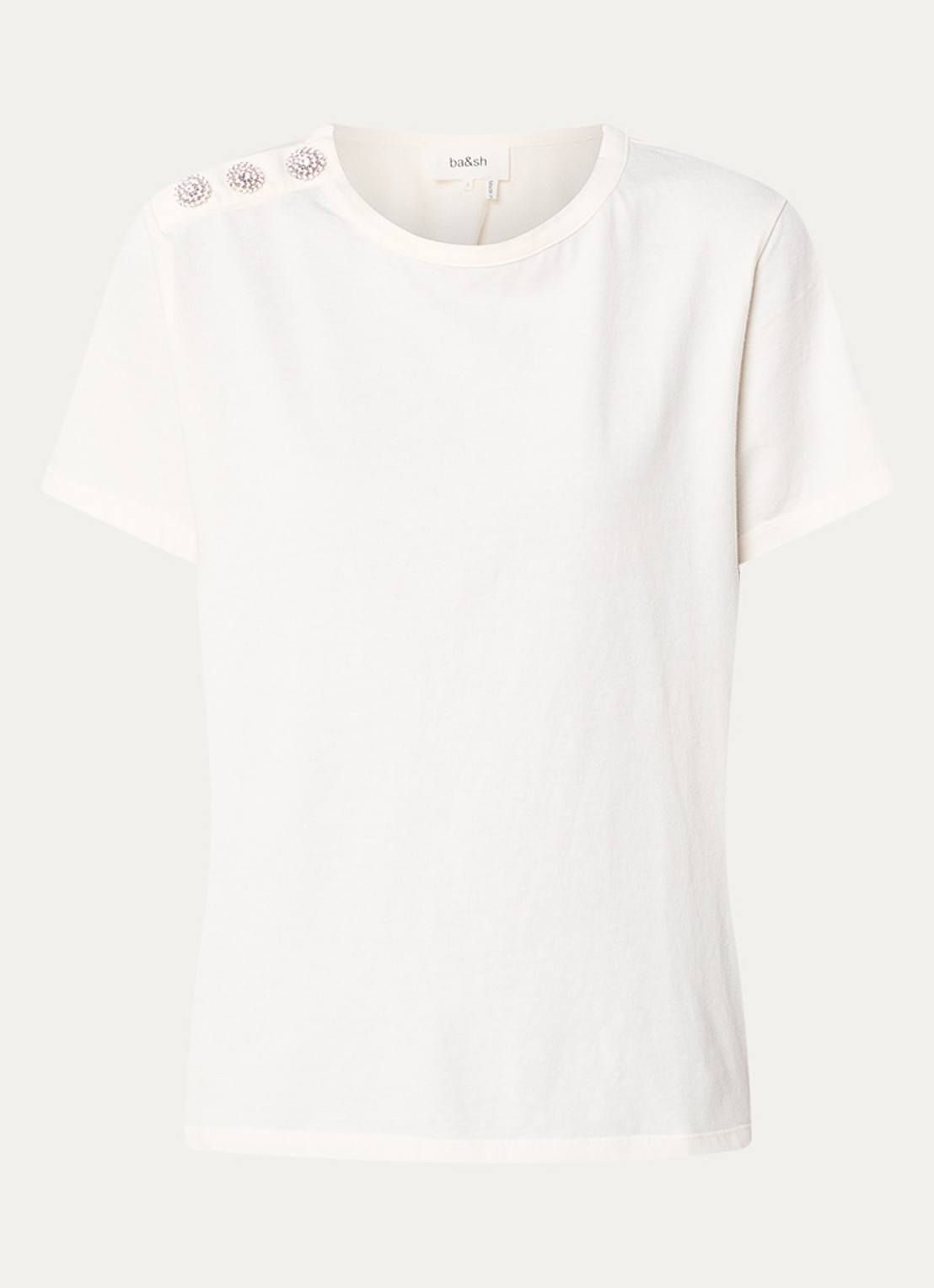 ba&sh Elmer T-shirt met sierknopen - voorkant 3 gebroken wit