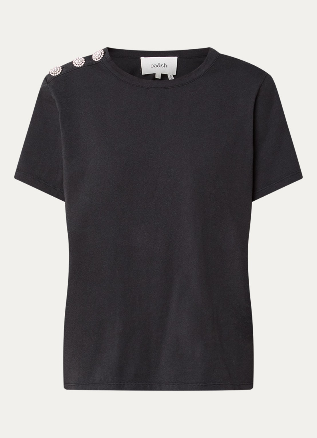 ba&sh Elmer T-shirt met sierknopen - voorkant 3 antraciet