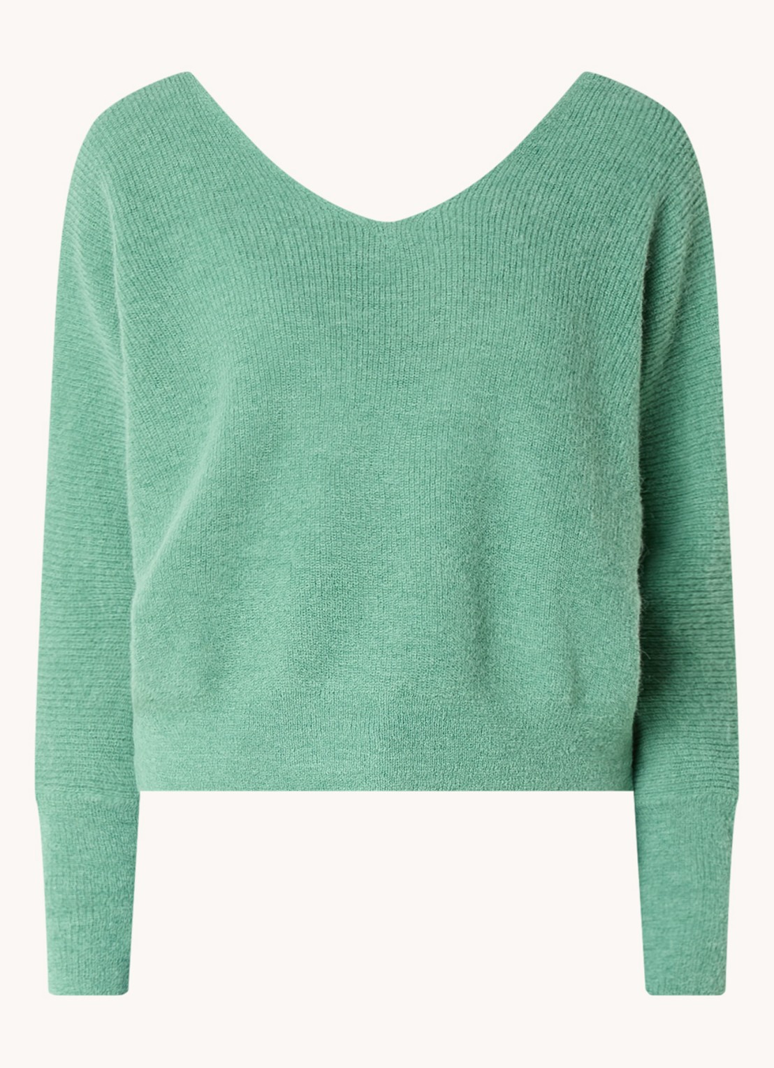ba&sh Elsa grofgebreid vest in alpaca wolblend met V-hals - voorkant 3 mint