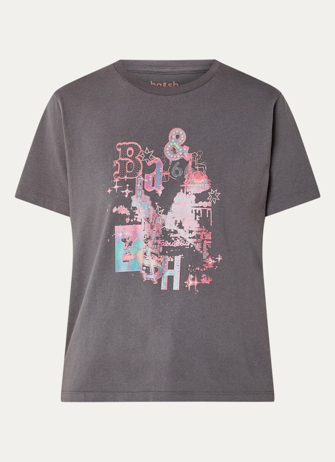 ba&sh Erave T-shirt met logoprint - voorkant 2 antraciet