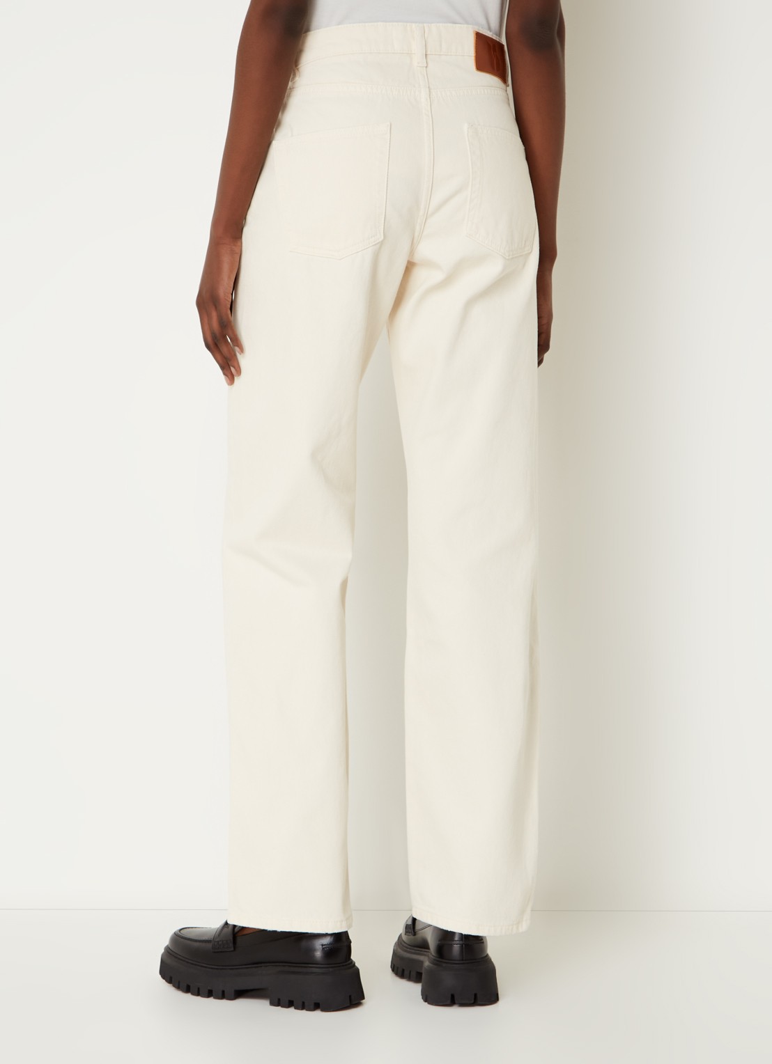 ba&sh Erell high waist straight leg jeans met gekleurde wassing - achterkant 5 gebroken wit