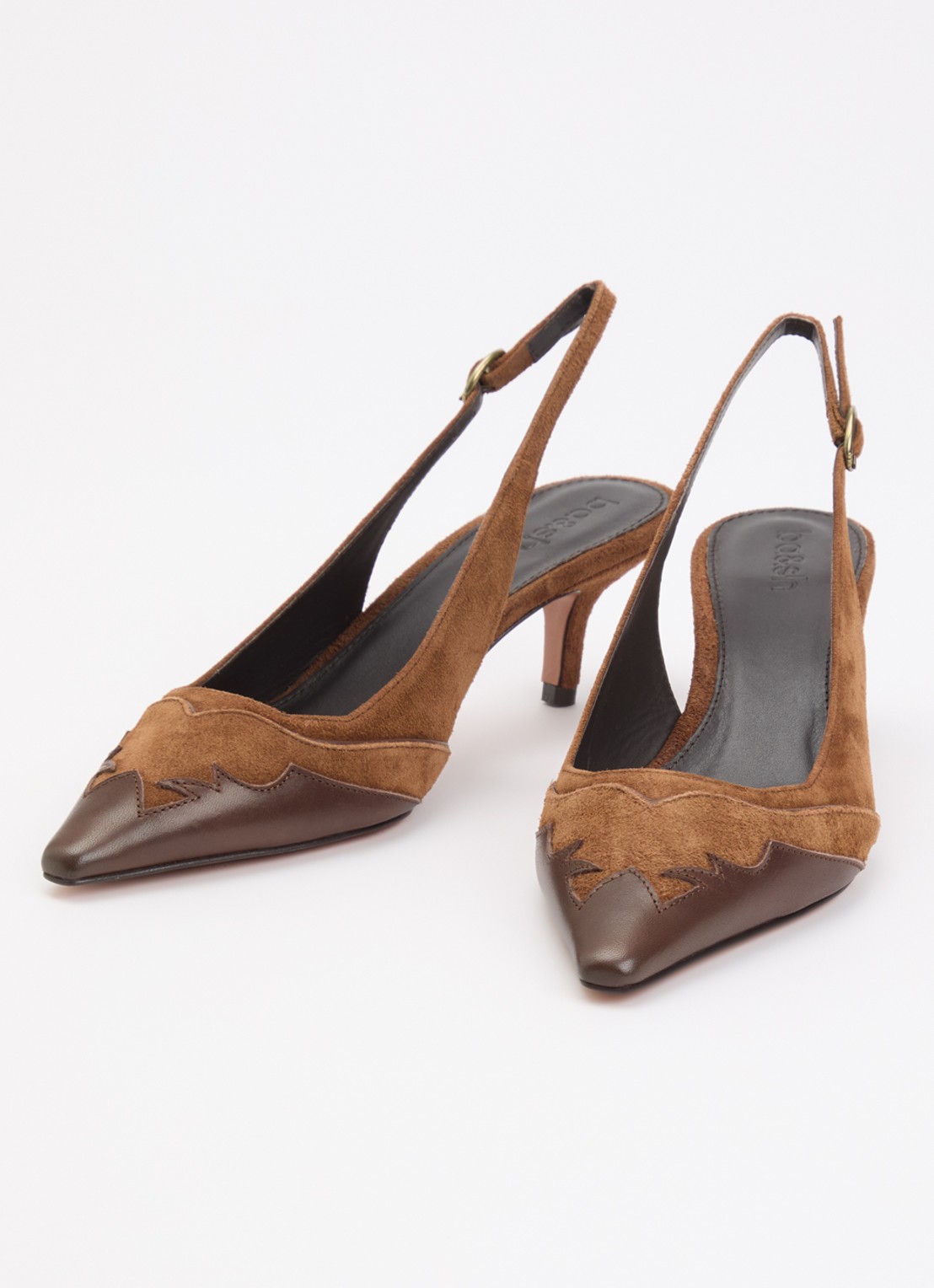 ba&sh Escarpins Casta slingback van suède - detail 3 bruin