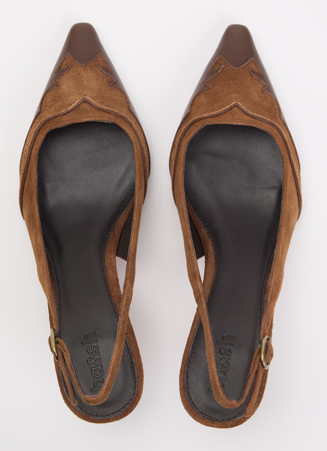 ba&sh Escarpins Casta slingback van suède - detail 4 bruin