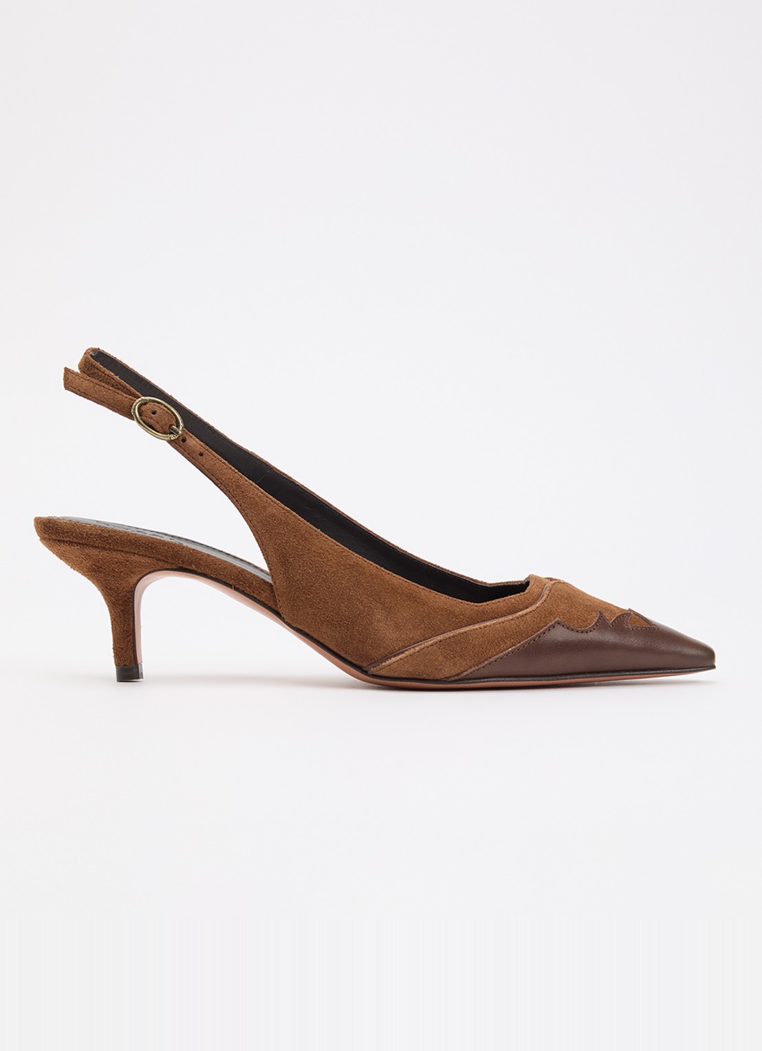 ba&sh Escarpins Casta slingback van suède - voorkant bruin