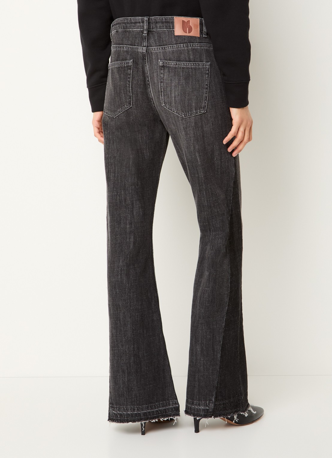 ba&sh Fadou high waist flared jeans met gekleurde wassing - achterkant 5 donkergrijs