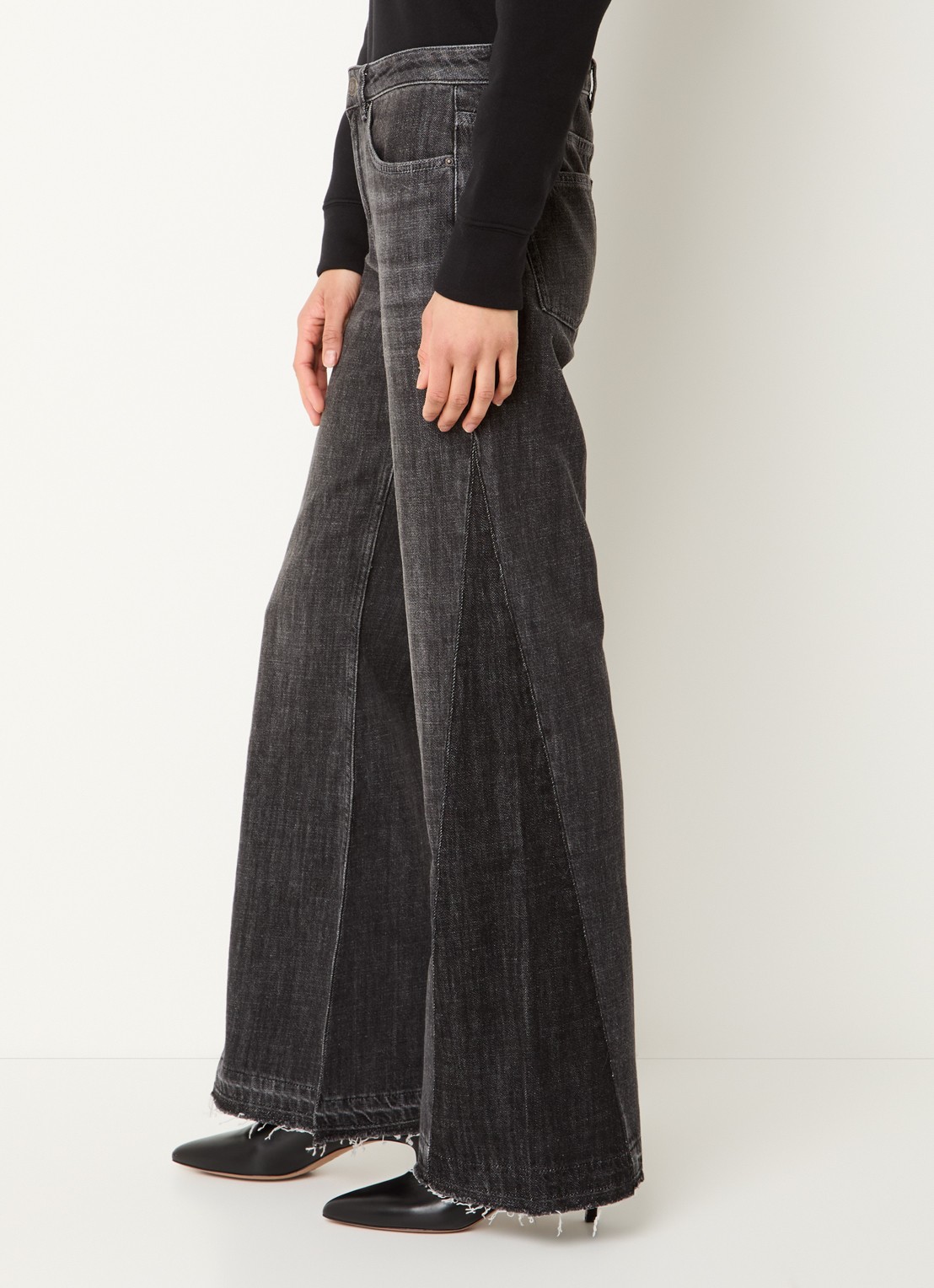 ba&sh Fadou high waist flared jeans met gekleurde wassing - detail 2 donkergrijs