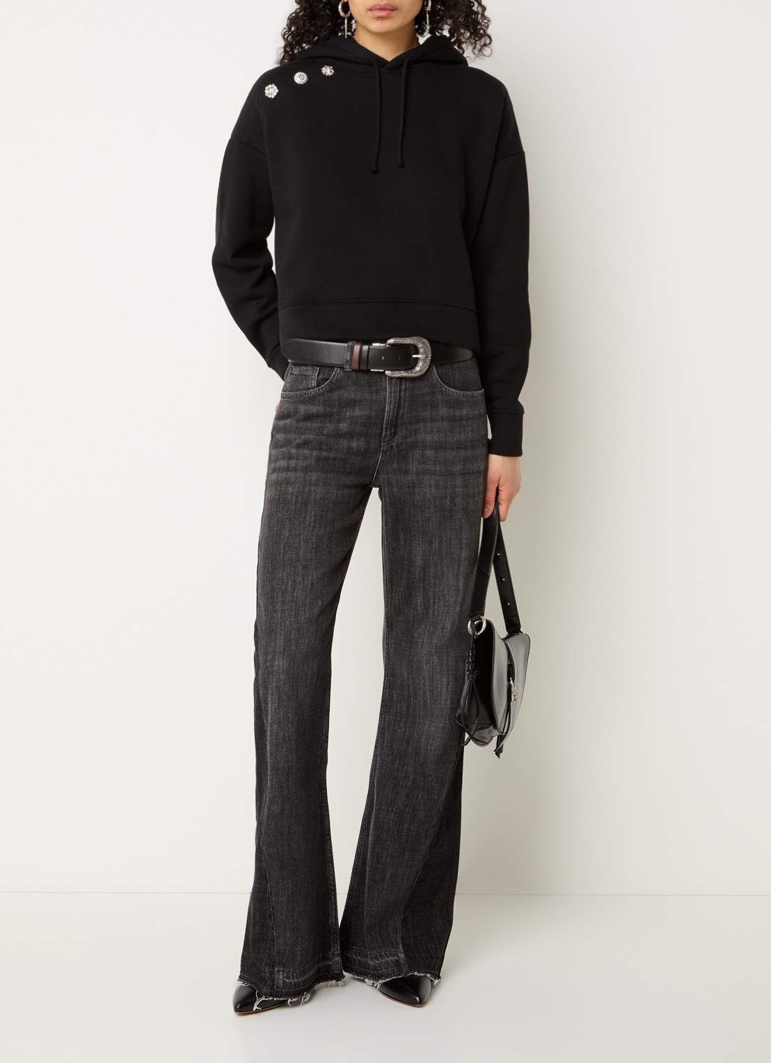ba&sh Fadou high waist flared jeans met gekleurde wassing - voorkant 4 donkergrijs