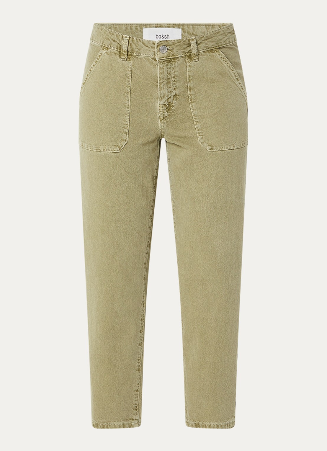 ba&sh Fally mid waist cropped slim fit jeans met gekleurde wassing - voorkant 3 khaki