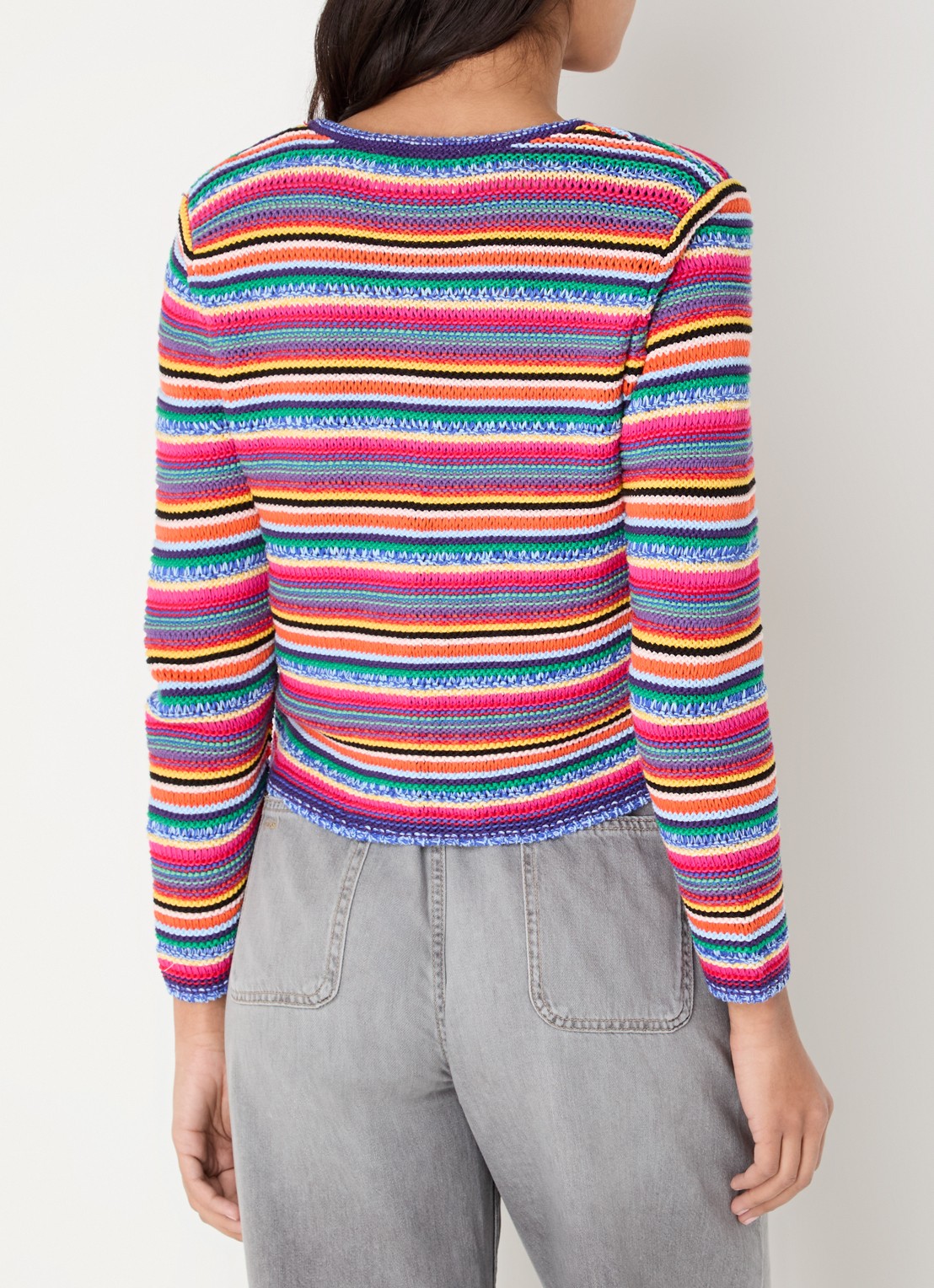 ba&sh Fanny grofgebreid vest met schoudervulling en opgestikte zakken - achterkant blauw