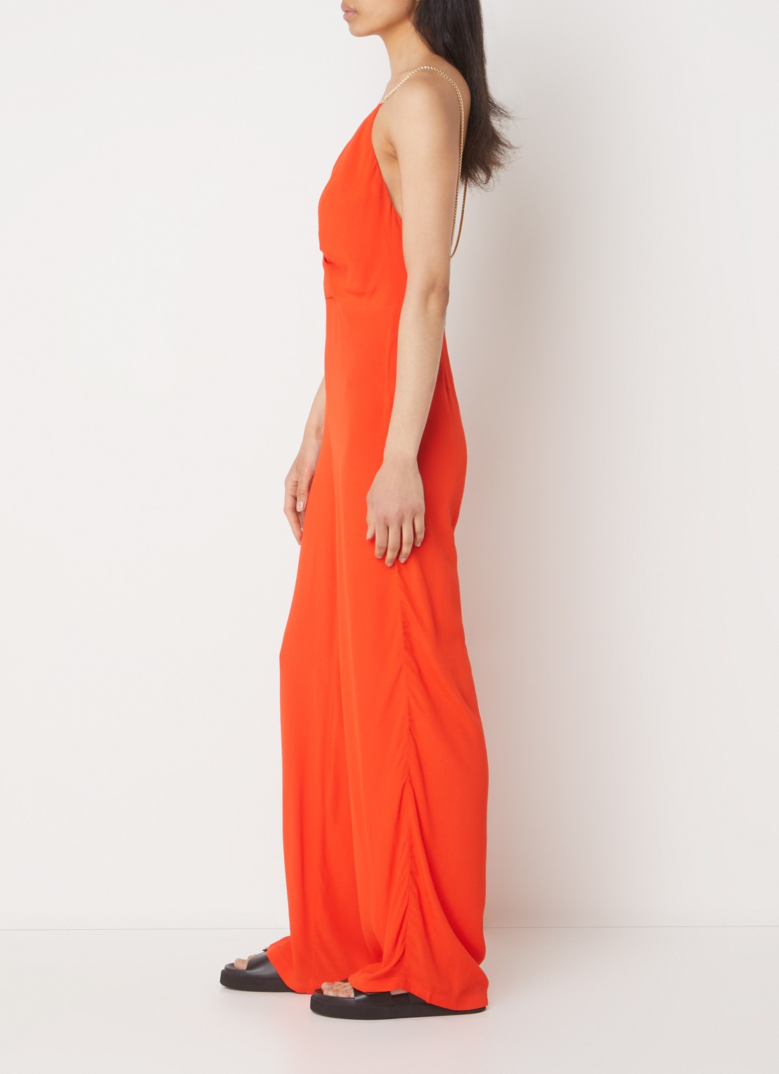 ba&sh Fifia loose fit jumpsuit met rugdecolleté  - achterkant 4 oranjerood