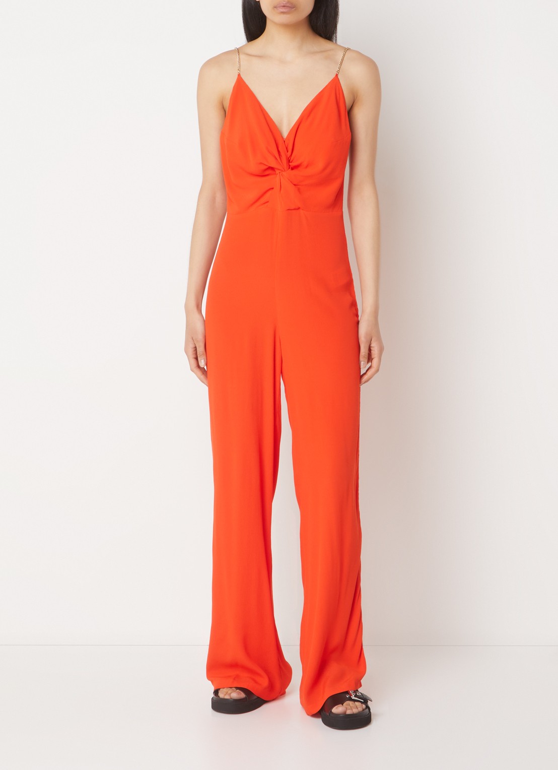 ba&sh Fifia loose fit jumpsuit met rugdecolleté  - detail 3 oranjerood