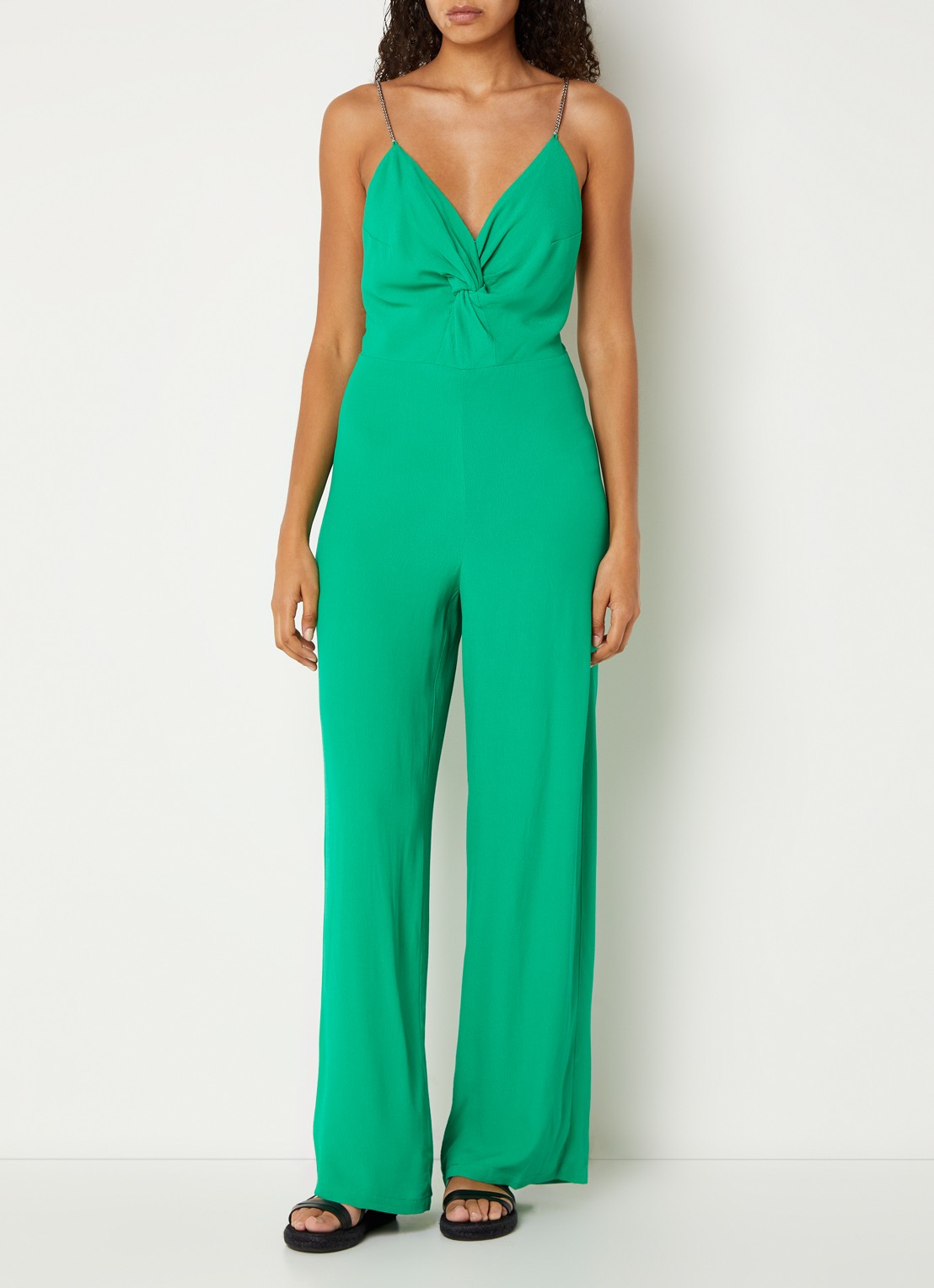 ba&sh Fifia loose fit jumpsuit met rugdecolleté  - detail 3 groen