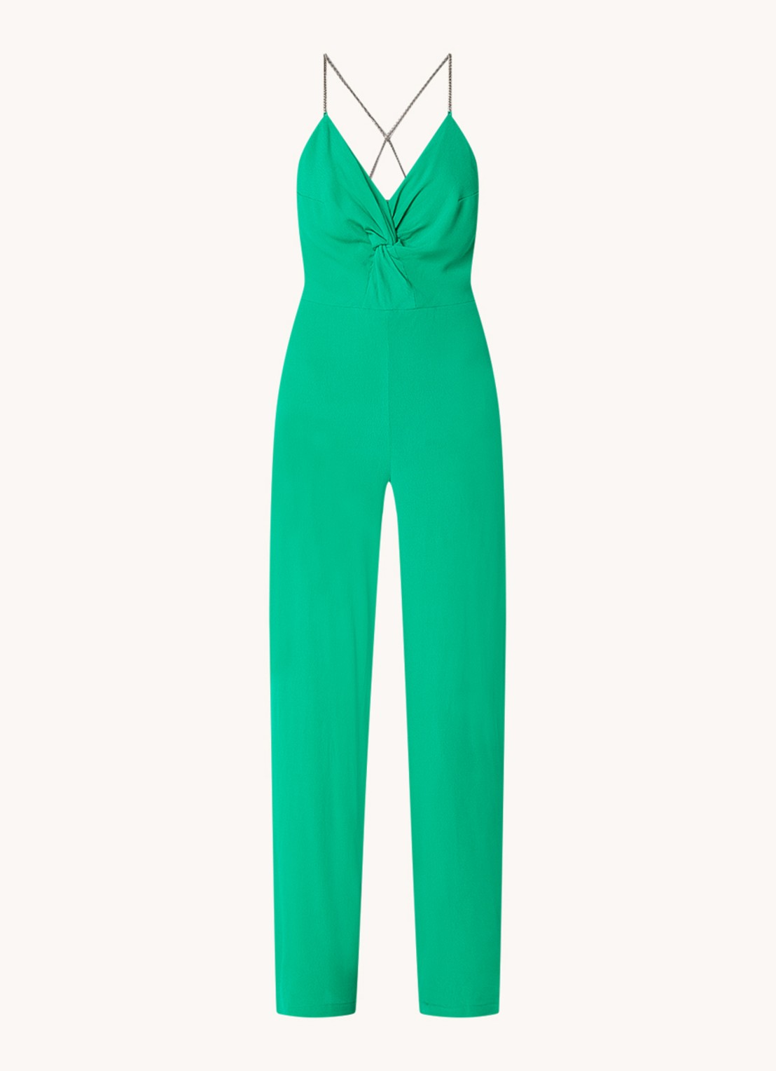 ba&sh Fifia loose fit jumpsuit met rugdecolleté  - voorkant groen