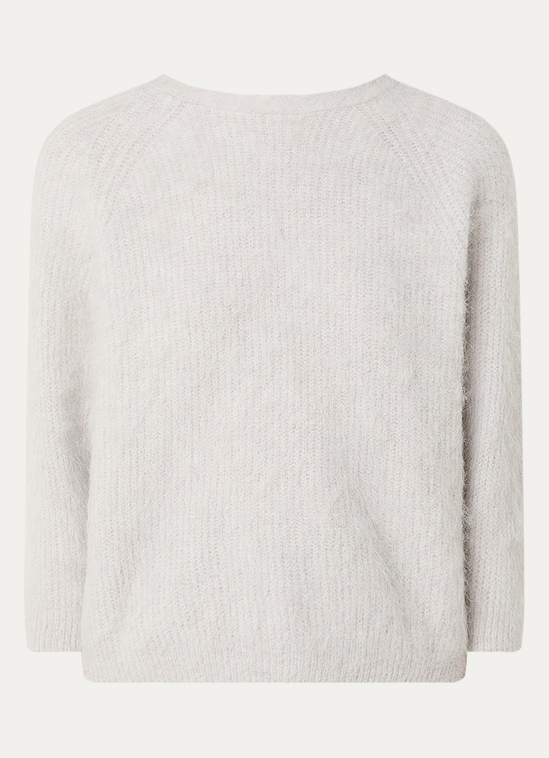 ba&sh Fill grofgebreide trui in alpaca wolblend met rugdecolleté - voorkant 2 lichtgrijs