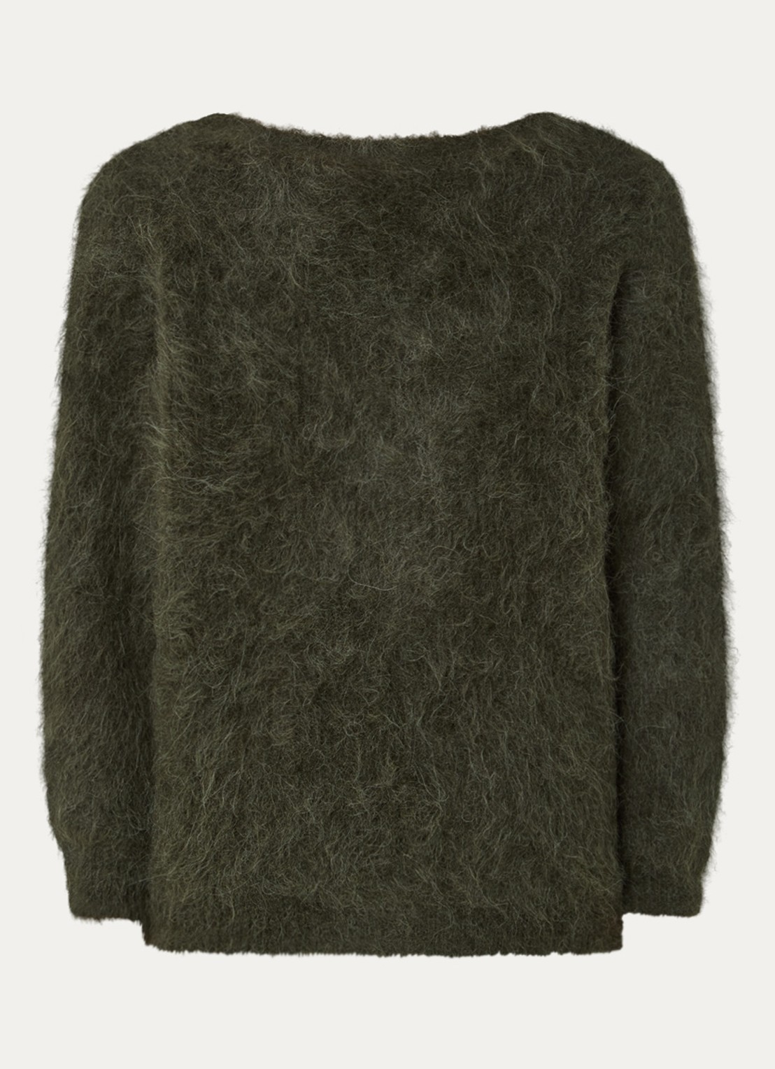 ba&sh Fill grofgebreide trui in alpaca wolblend met rugdecolleté - voorkant 2 bronsgroen