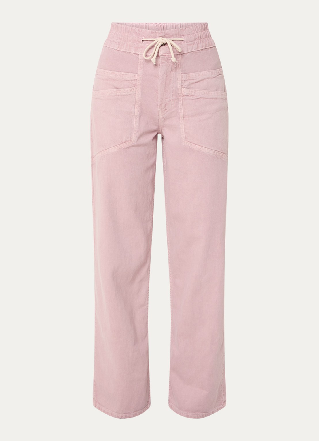 ba&sh Fima high waist straight fit broek met steekzakken - voorkant 2 lichtroze