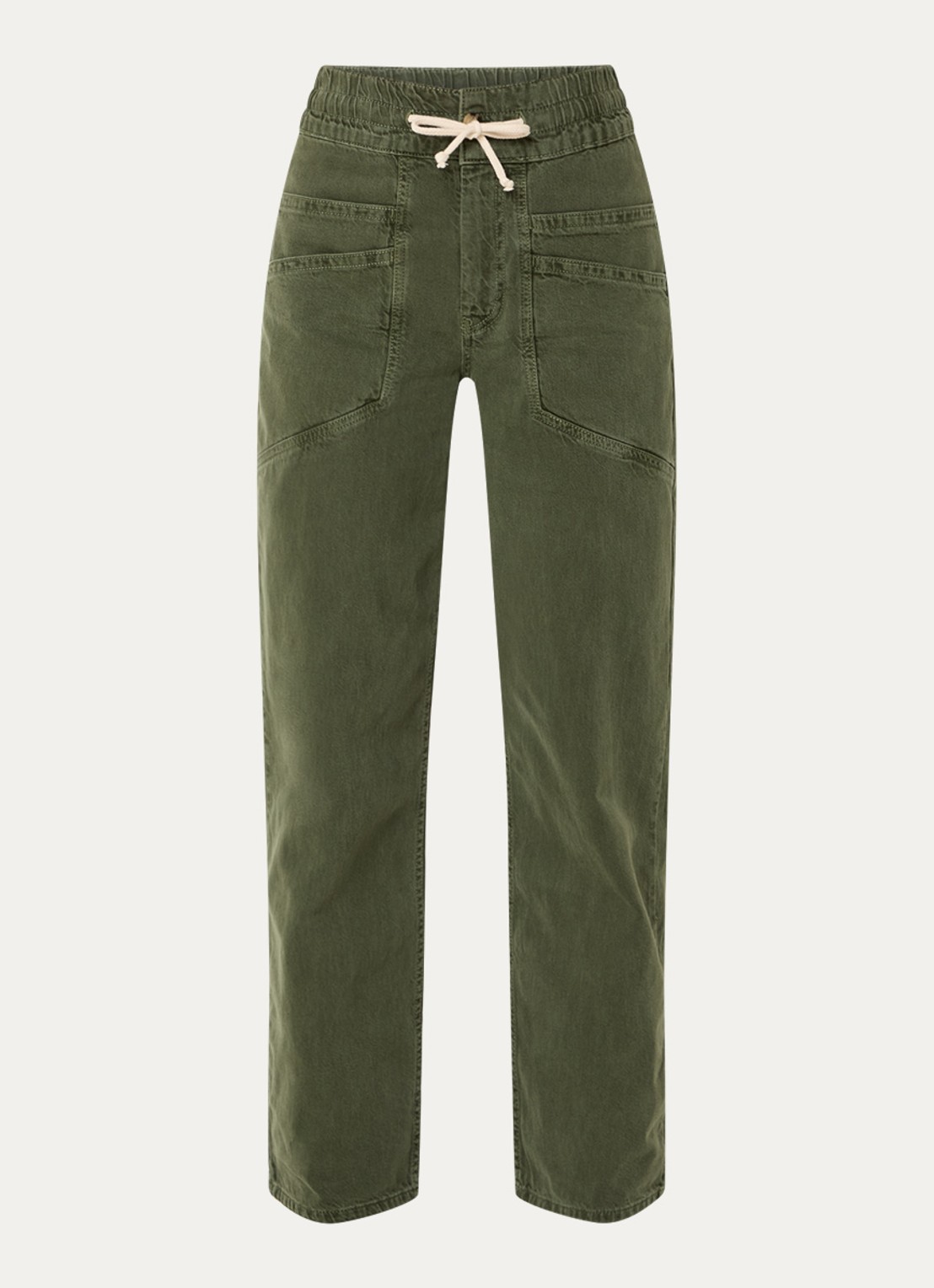 ba&sh Fima high waist straight fit broek met steekzakken - voorkant 4 groen