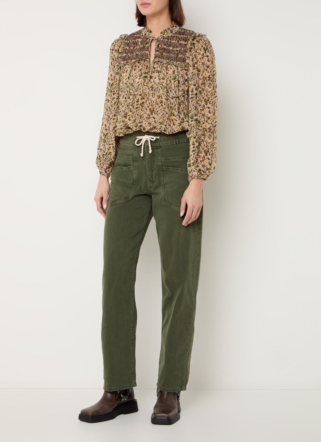 ba&sh Fima high waist straight fit broek met steekzakken - voorkant 5 groen