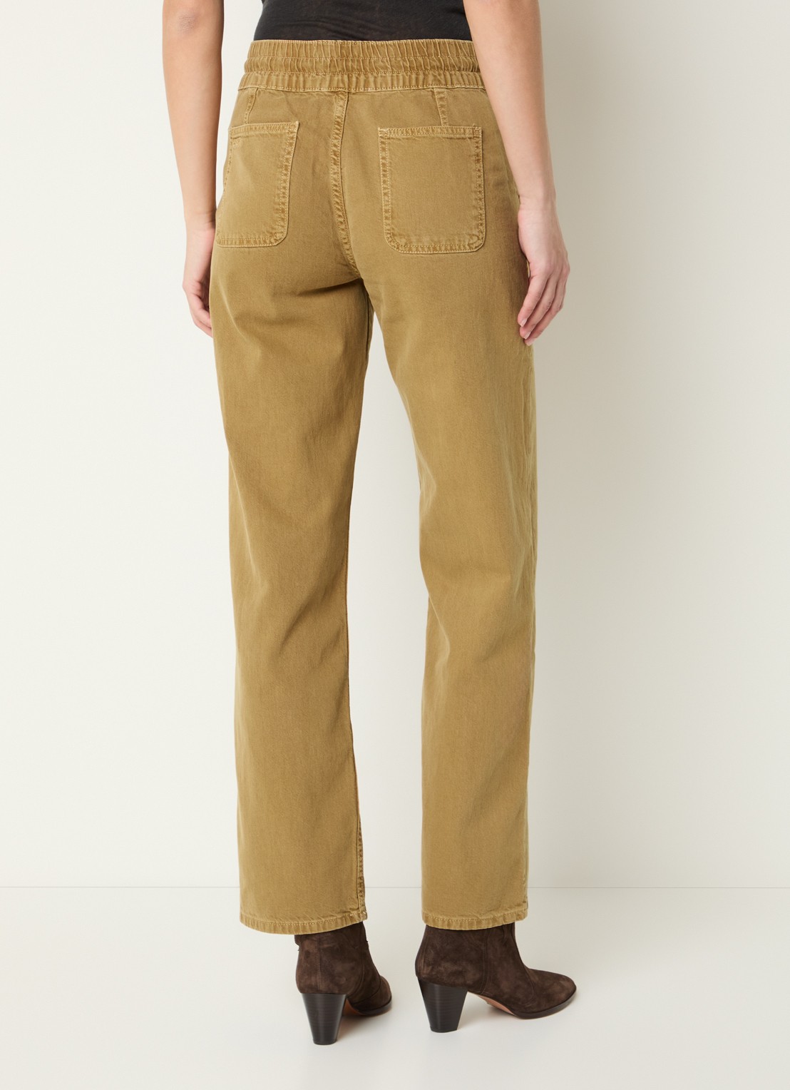 ba&sh Fima high waist straight leg broek met steekzakken - achterkant camel
