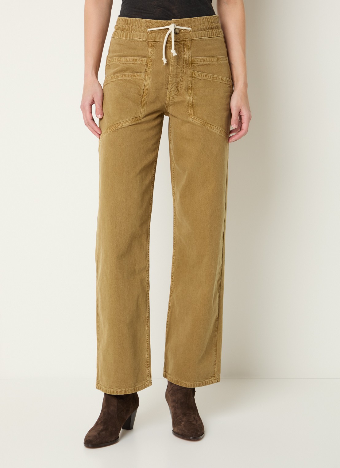 ba&sh Fima high waist straight leg broek met steekzakken - detail 4 camel